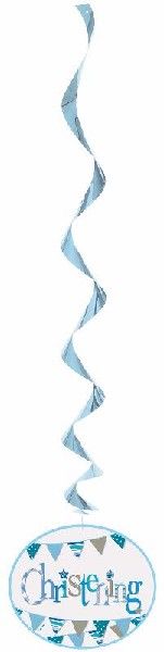 Blue Bunting Christening Hanging Swirl Decorations, 26", 3ct