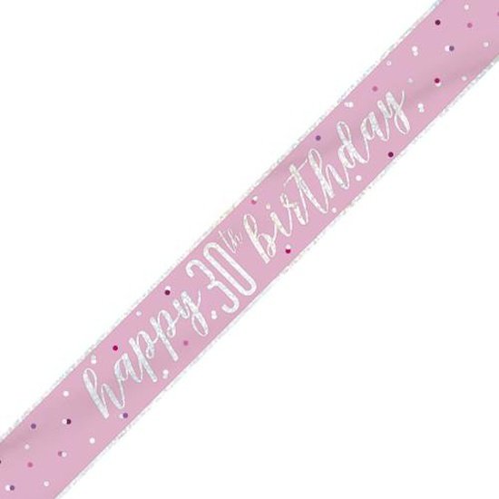 Pink & Silver Foil Banner Happy 30th Birthday