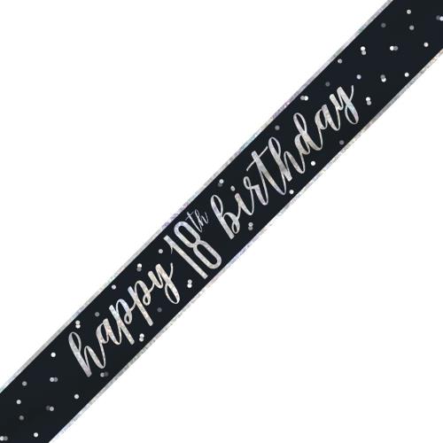 Black & Silver Foil Banner Happy 18th Birthday