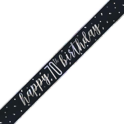Black & Silver Foil Banner Happy 70th Birthday