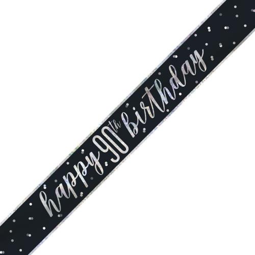 Black & Silver Foil Banner Happy 90th Birthday