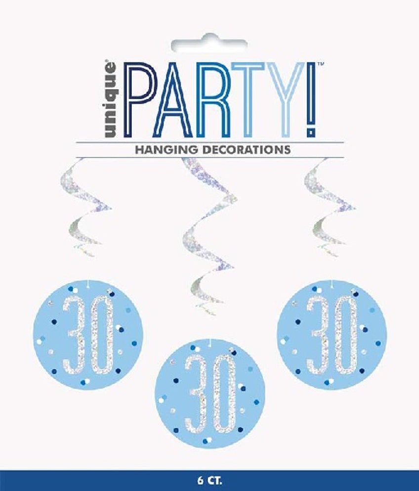 Blue & Silver Hanging Swirls 30th