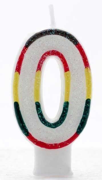 Age 0 Wax Birthday Candle Rainbow