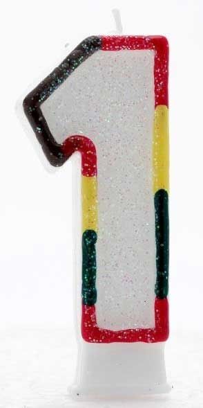 Age 1 Wax Birthday Candle Rainbow