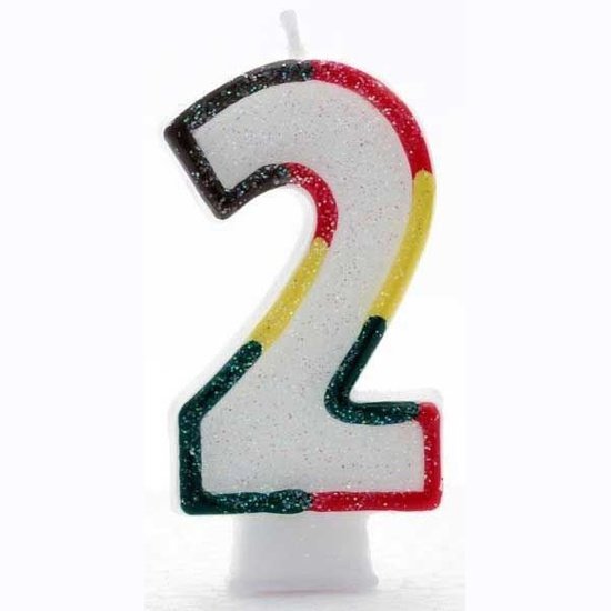 Age 2 Wax Birthday Candle Rainbow
