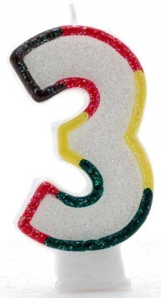 Age 3 Wax Birthday Candle Rainbow