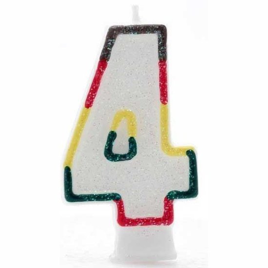 Age 4 Wax Birthday Candle Rainbow