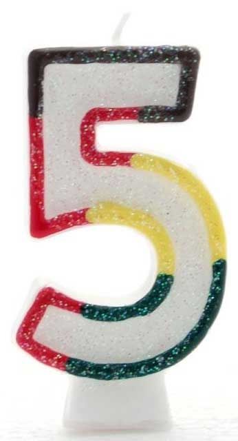 Age 5 Wax Birthday Candle Rainbow