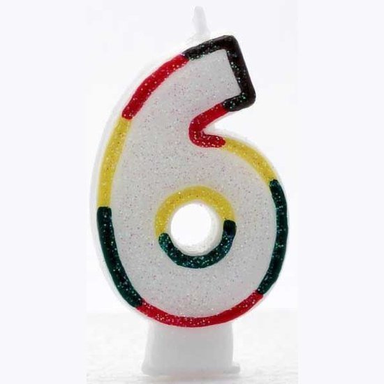 Age 6 Wax Birthday Candle Rainbow