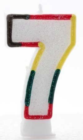 Age 7 Wax Birthday Candle Rainbow