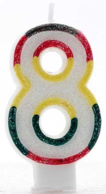 Age 8 Wax Birthday Candle Rainbow