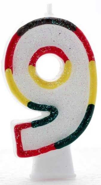 Age 9 Wax Birthday Candle Rainbow