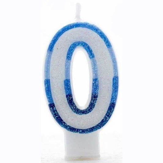 Age 0 Wax Birthday Candle Blue