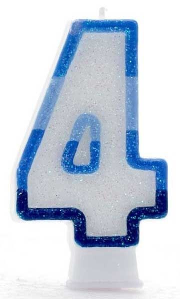 Age 4 Wax Birthday Candle Blue
