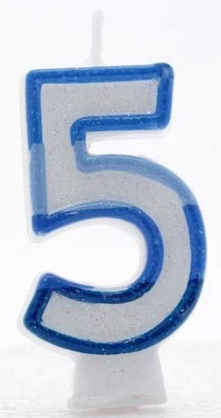 Age 5 Wax Birthday Candle Blue