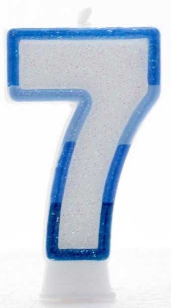 Age 7 Wax Birthday Candle Blue