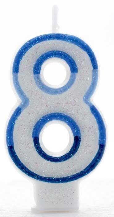 Age 8 Wax Birthday Candle Blue