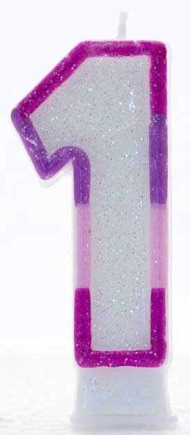 Age 1 Wax Birthday Candle pink