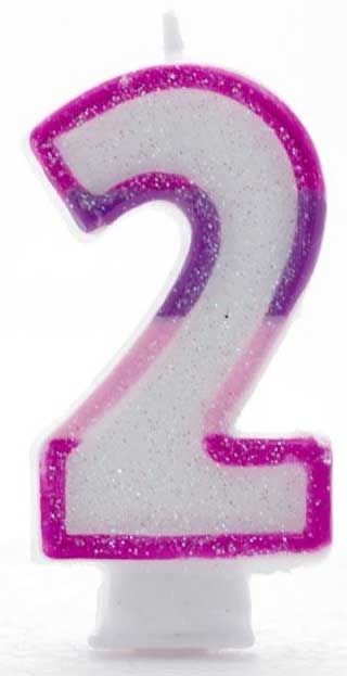 Age 2 Wax Birthday Candle pink