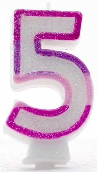 Age 5 Wax Birthday Candle pink