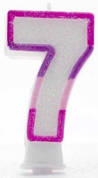 Age 7 Wax Birthday Candle pink