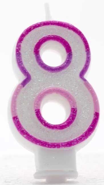 Age 8 Wax Birthday Candle pink