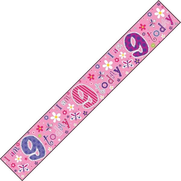 Age 9 Pink Birthday Banner