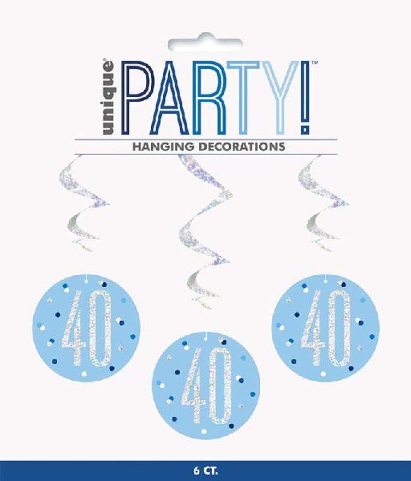 Blue & Silver Hanging Swirls 40th