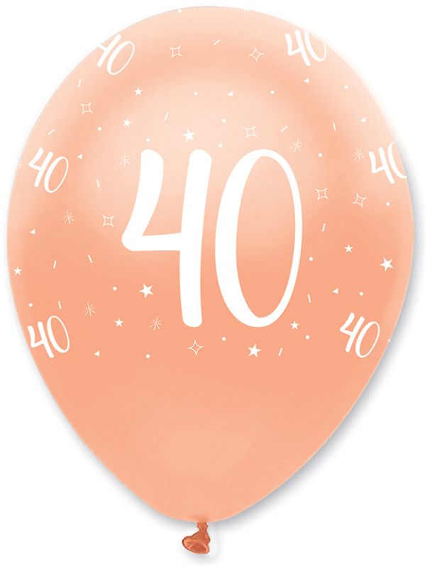 Rose Gold Age 40 Latex Balloons Pearlescent All Round Print