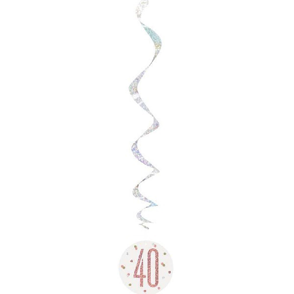 Rose Gold & Silver Hanging Swirls 40th