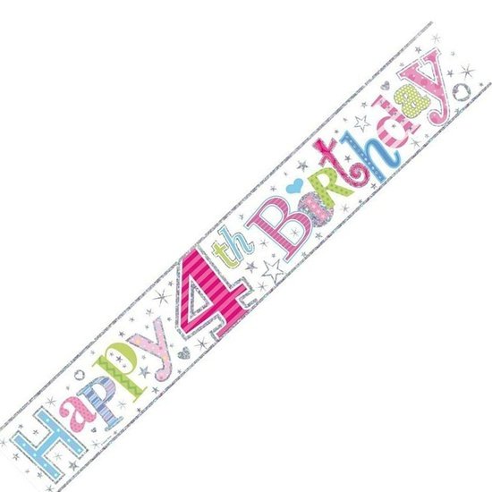 Age 4 Birthday Banner Female