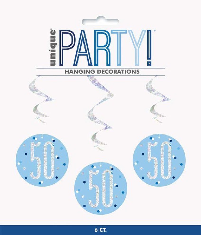 Blue & Silver Hanging Swirls 50th
