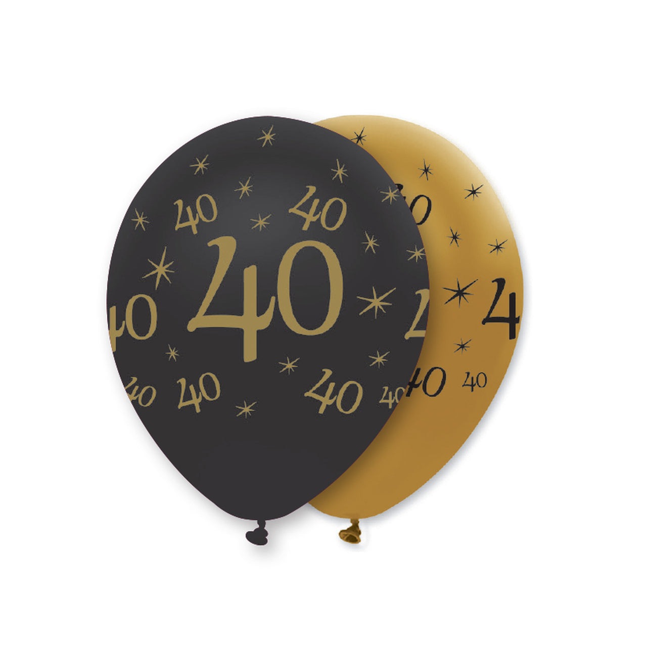 Black and Gold 40 Latex Balloons Pearlescent All Round Print