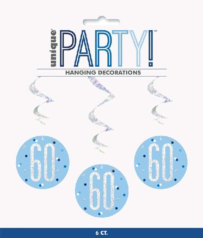 Blue & Silver Hanging Swirls 60th