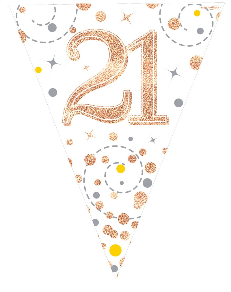 Party Bunting 21st White & Rose Gold