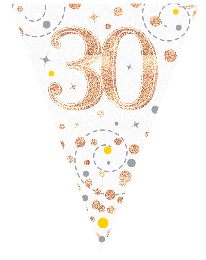 Party Bunting 30th White & Rose Gold