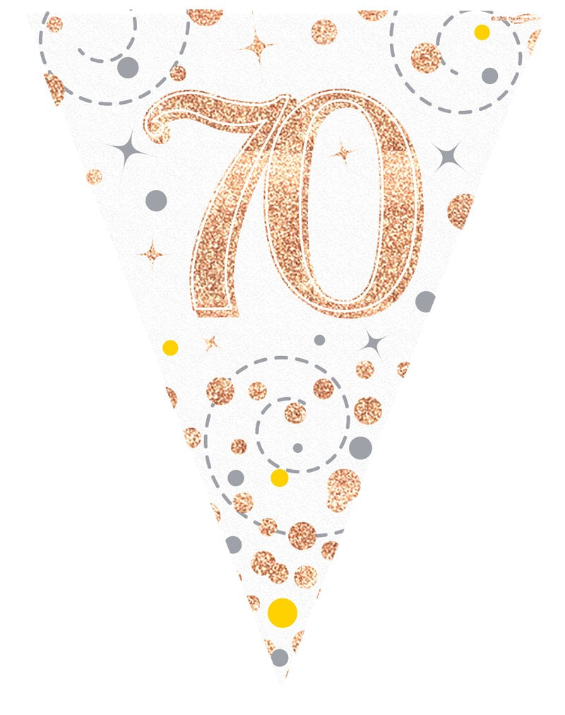 Party Bunting 70th White & Rose Gold