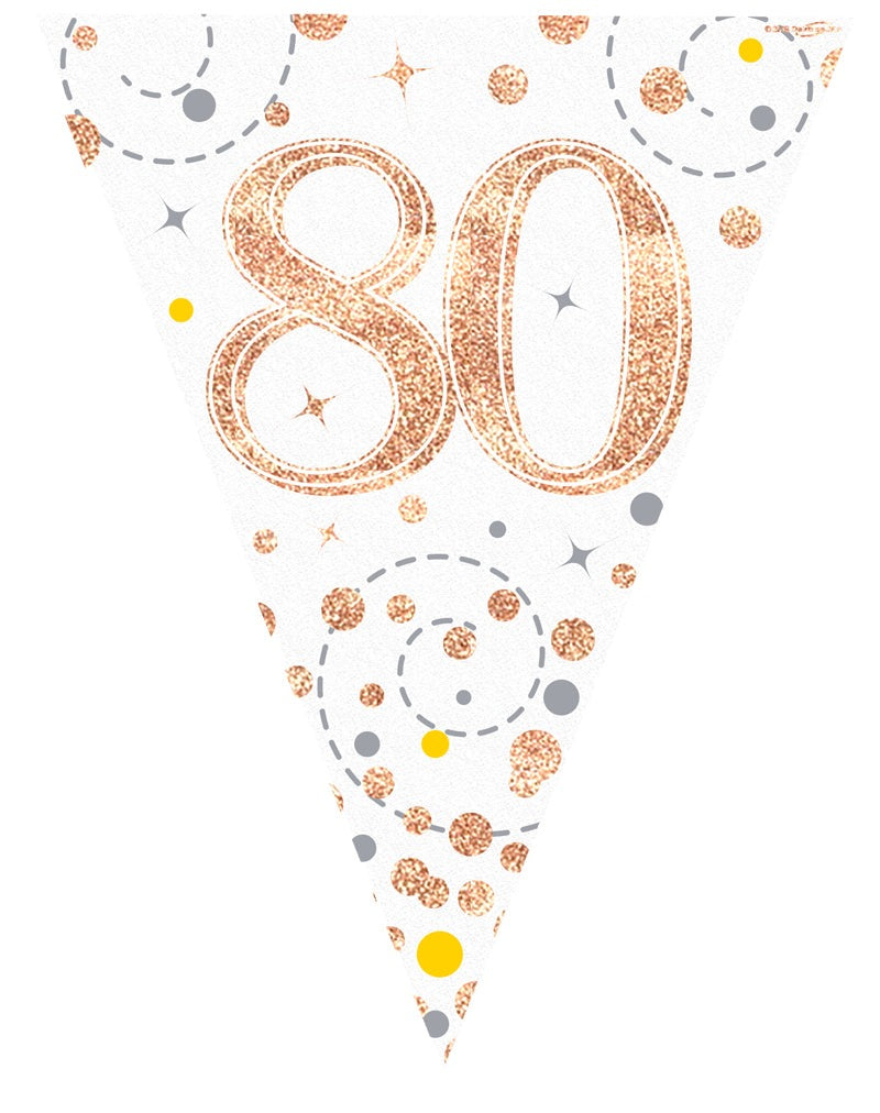 Party Bunting 80th White & Rose Gold