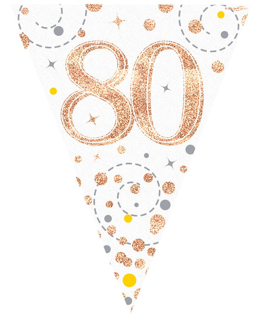 Party Bunting 80th White & Rose Gold