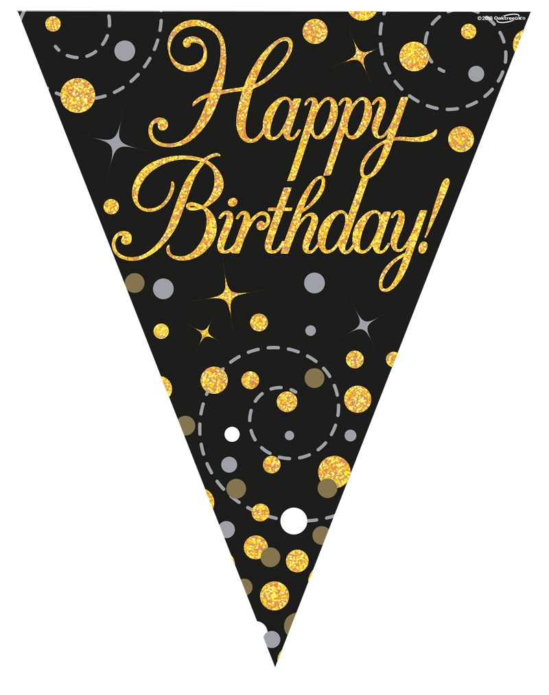Party Bunting Happy Birthday Black & Gold