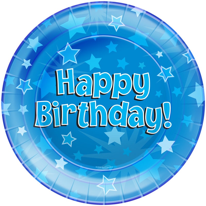 Happy Birthday Blue 9"/23cm Plates 8pcs