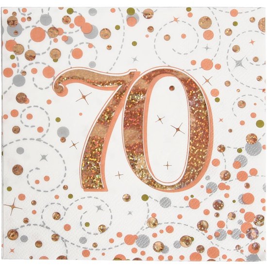 Sparkling Fizz 70th Rose Gold 33cm x 33cm 3-ply Napkins 16pcs