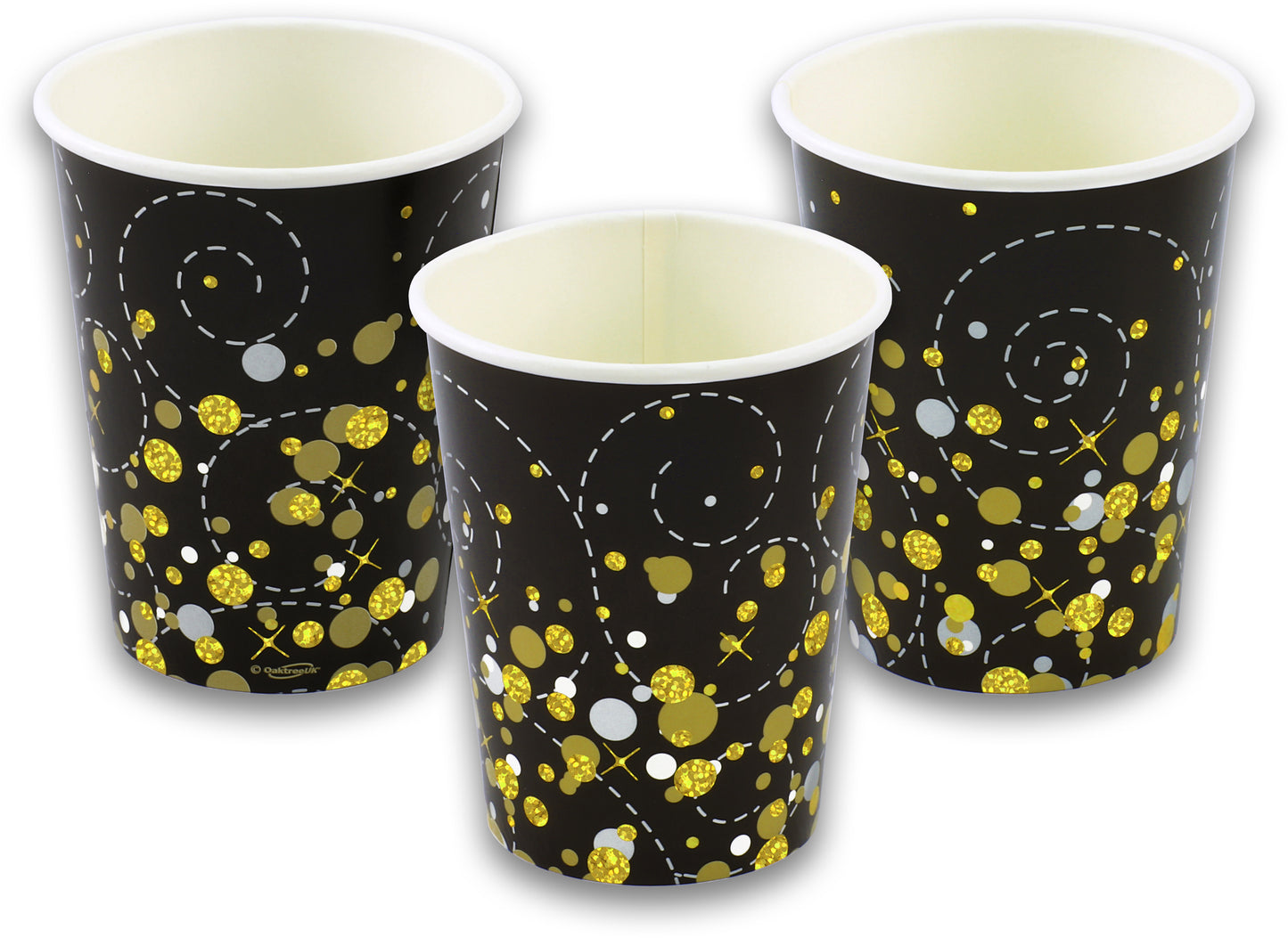 Sparkling Fizz Black & Gold 9oz/266ml Cups 8pcs