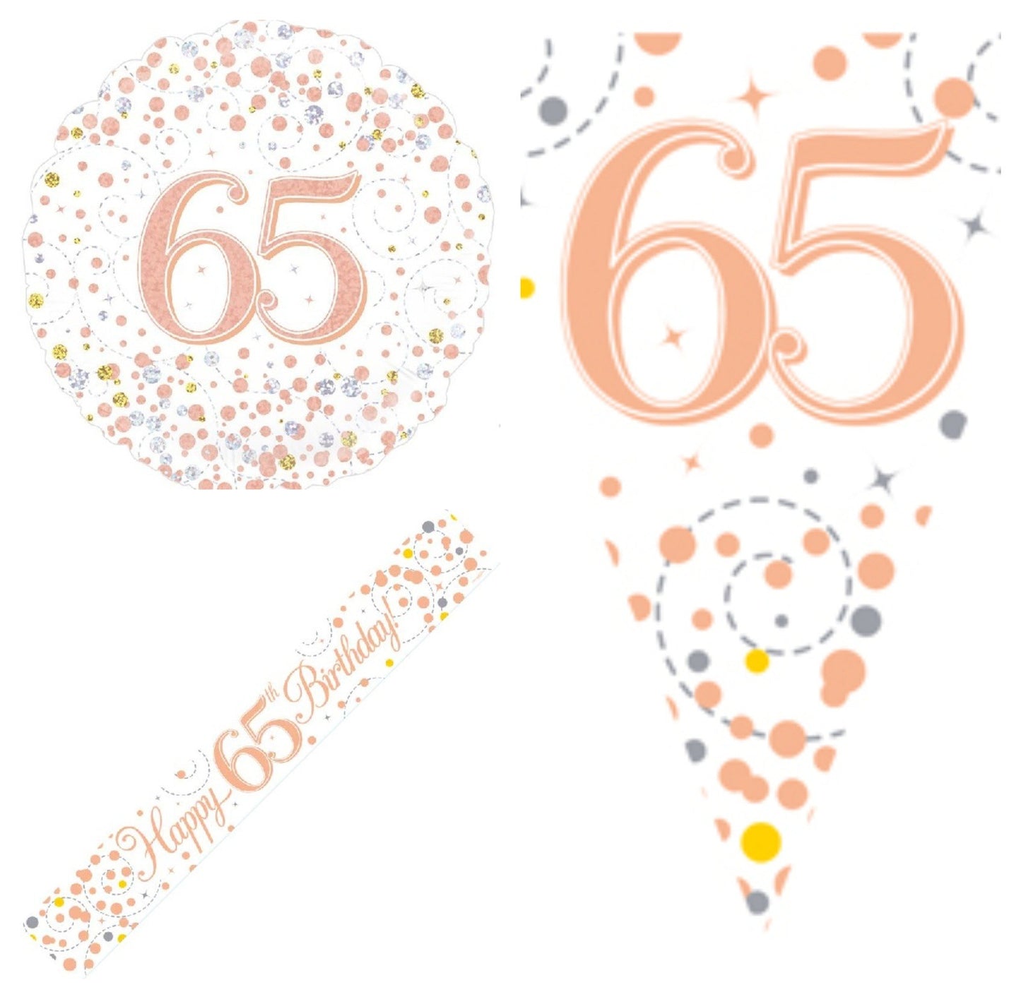 Rose Gold Bundle D Banner, Bunting, Foil Balloon Ages 16 to 90