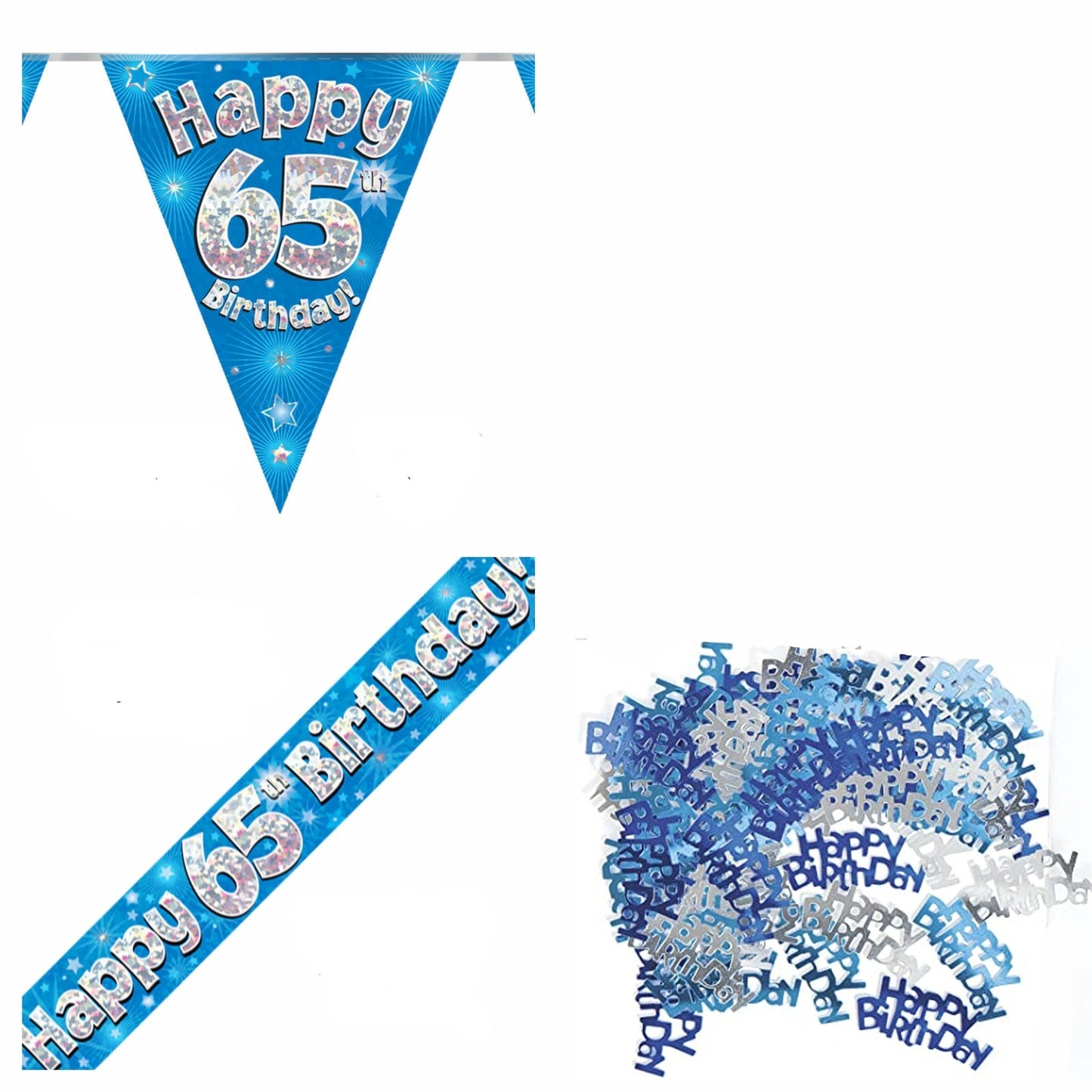 Blue Stars Bundle A Banner, Bunting, Confetti Ages 1 to 90