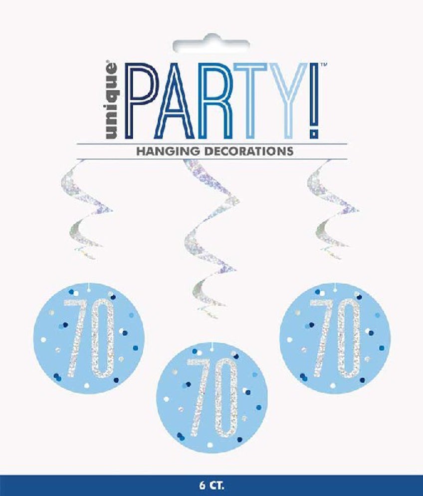 Blue & Silver Hanging Swirls 70th