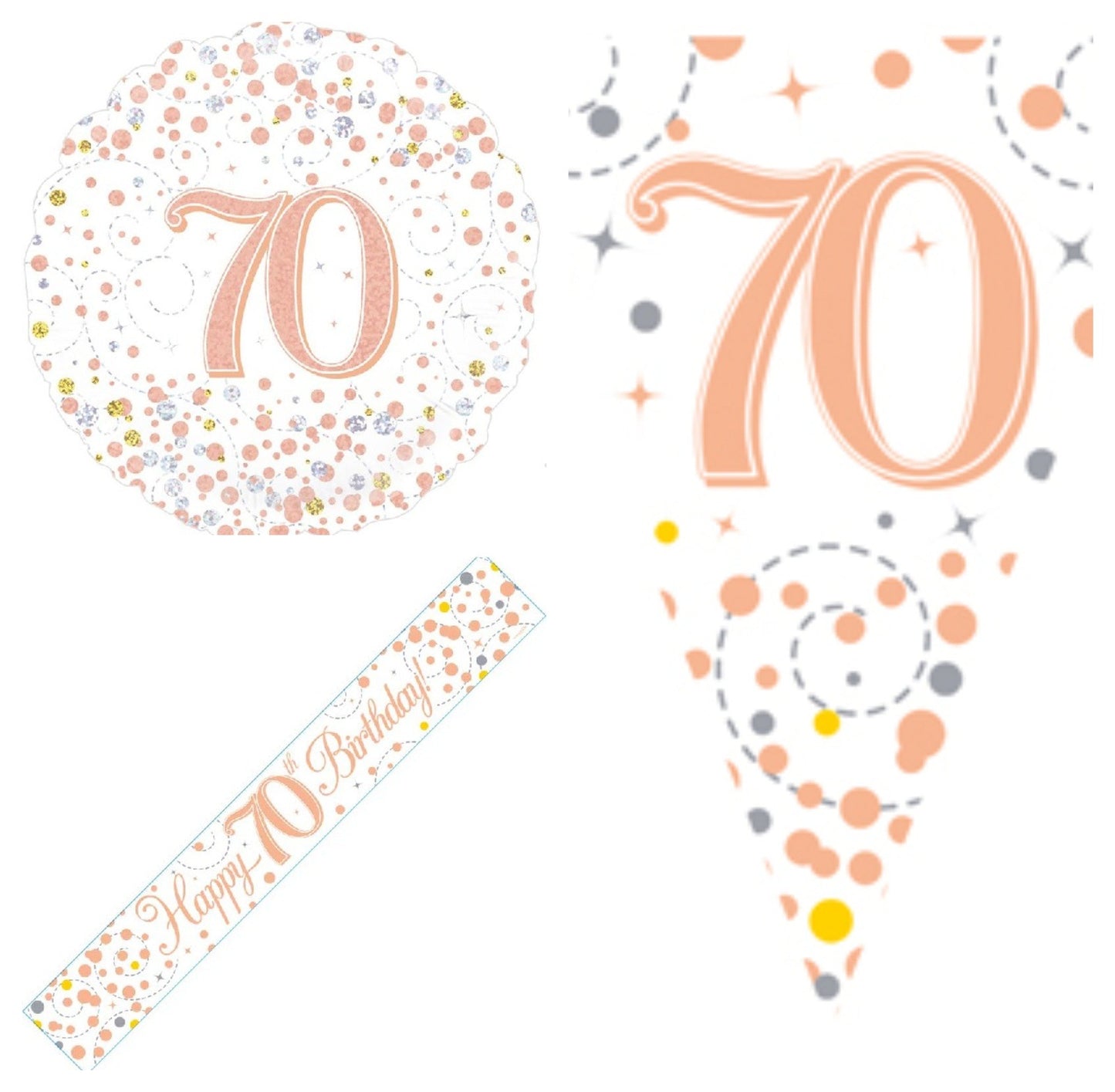 Rose Gold Bundle D Banner, Bunting, Foil Balloon Ages 16 to 90