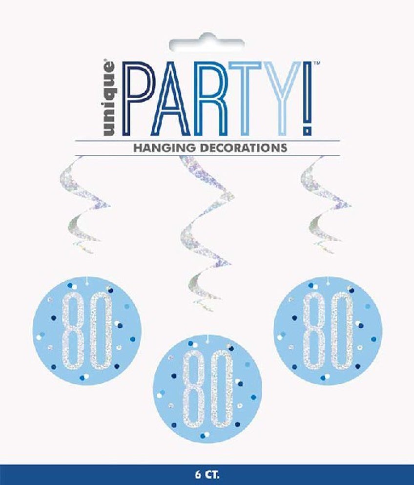 Blue & Silver Hanging Swirls 80th