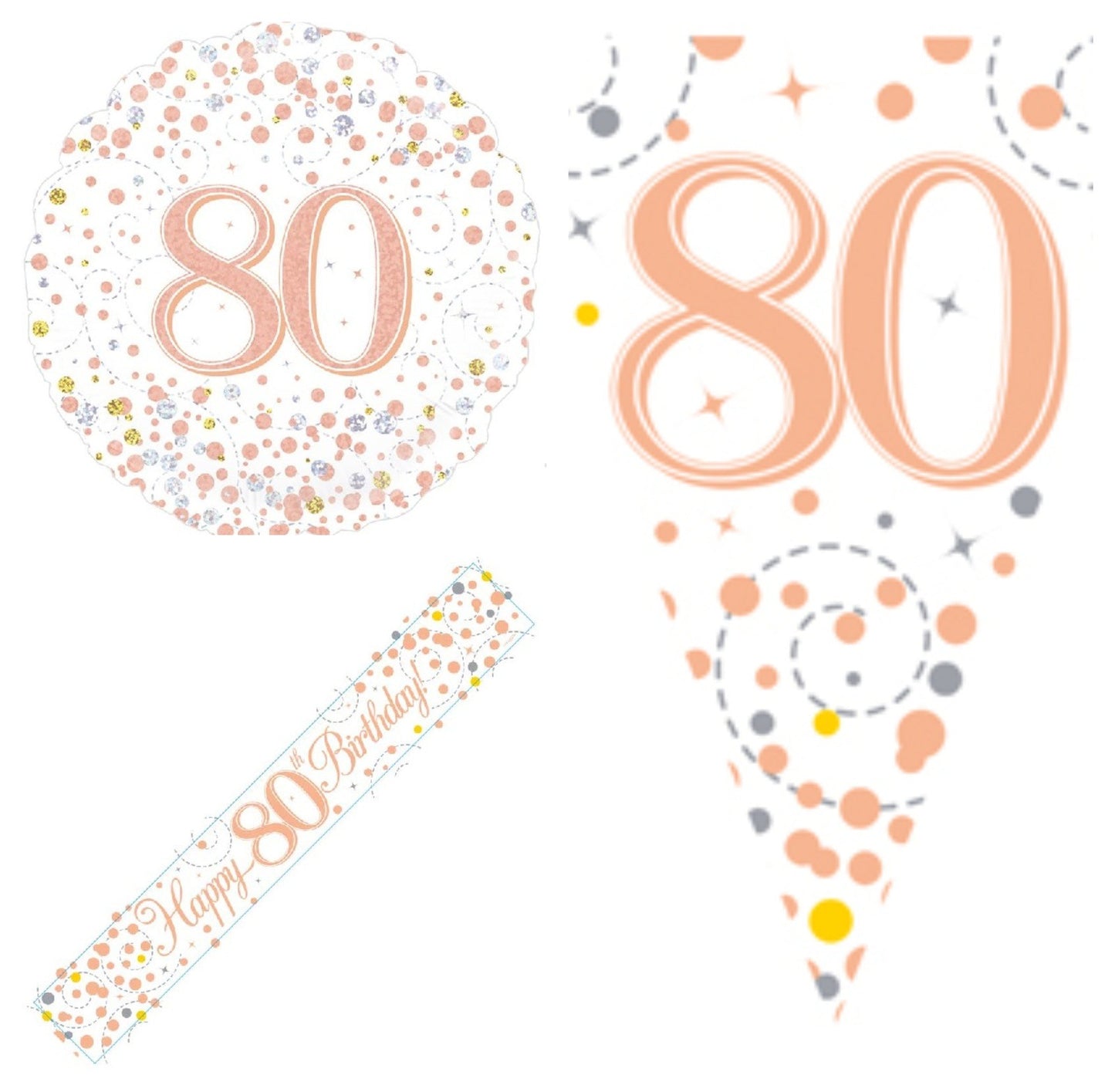 Rose Gold Bundle D Banner, Bunting, Foil Balloon Ages 16 to 90