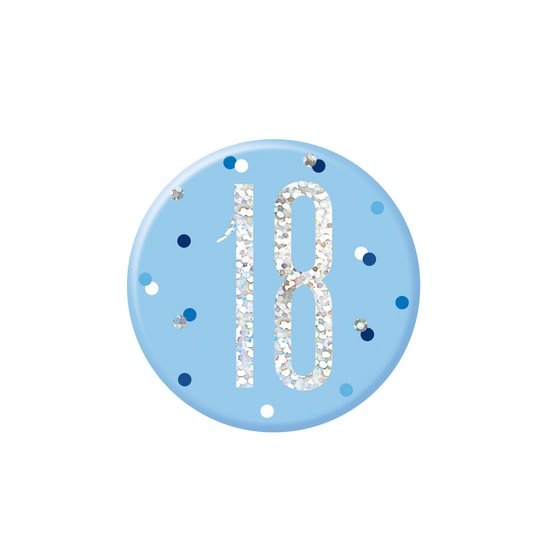 Blue & Silver Birthday Badge 18th